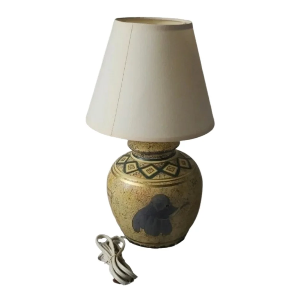 1999 Elephant Ceramic Table Lamp & Shade